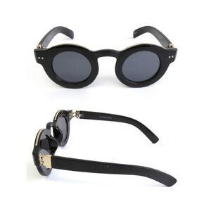 Round black retro black tent lens fashion sunglasses
